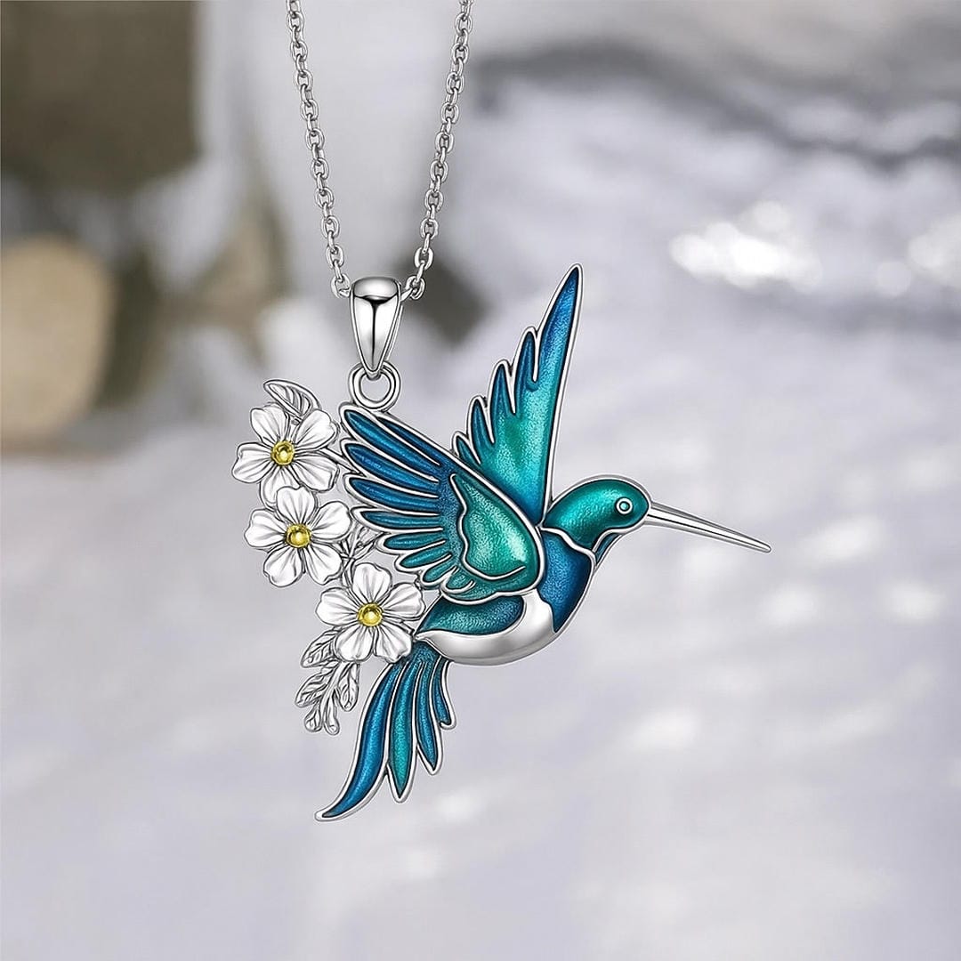 Hermoso collar colibrí con pendientes a juego – imagen 2