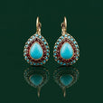 Pendientes vintage dorados de turquesa en gota