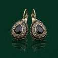 Pendientes vintage dorados de turquesa en gota – imagen 2