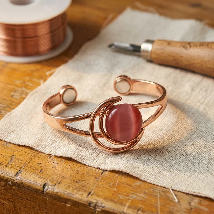 Pulsera de cobre con esfera rosa eterna – imagen 2