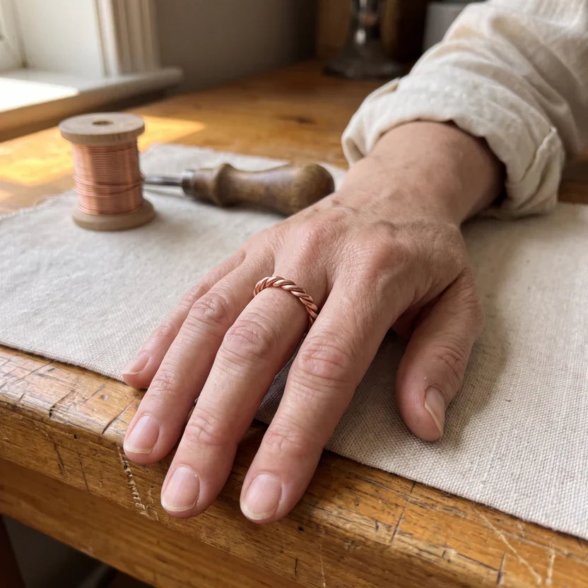 Anillo llamativo de cobre tensor