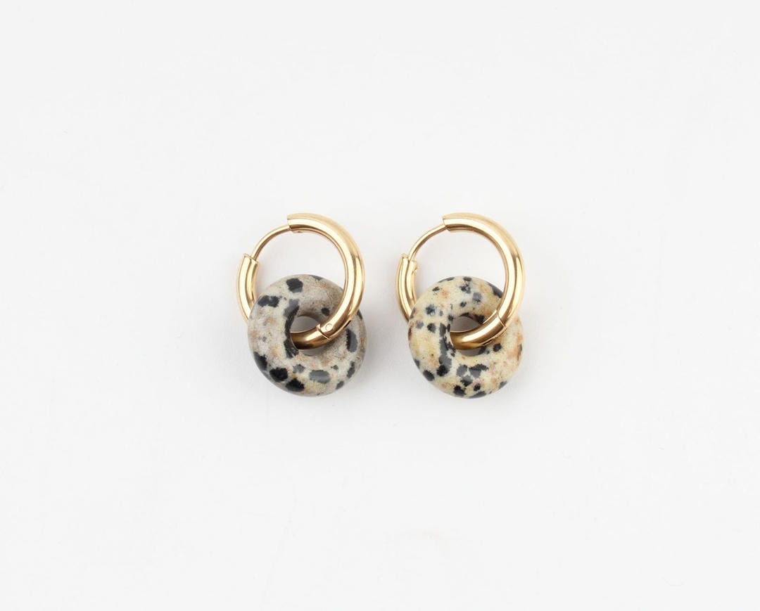 Pendientes aro donut de piedra