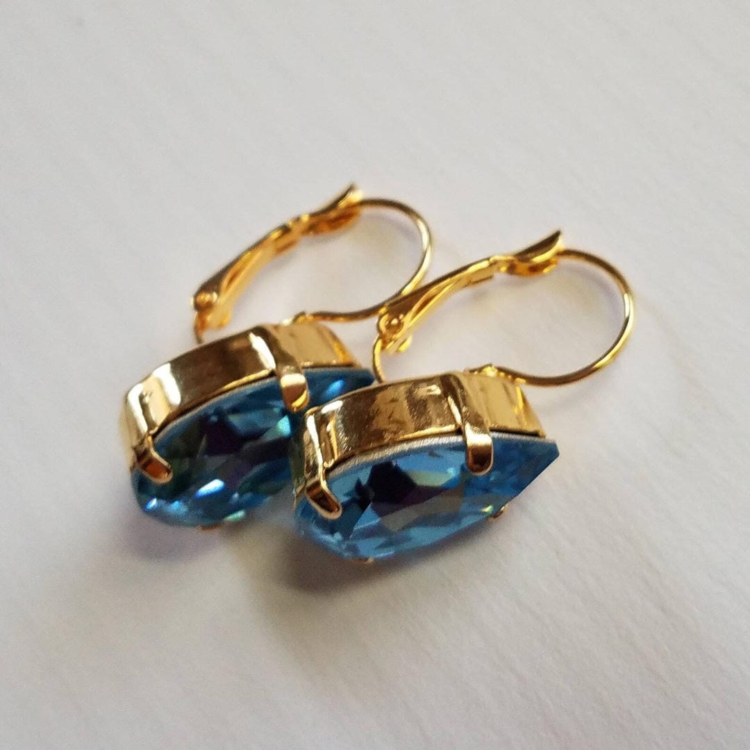 Pendientes vintage de cristal azul – imagen 4