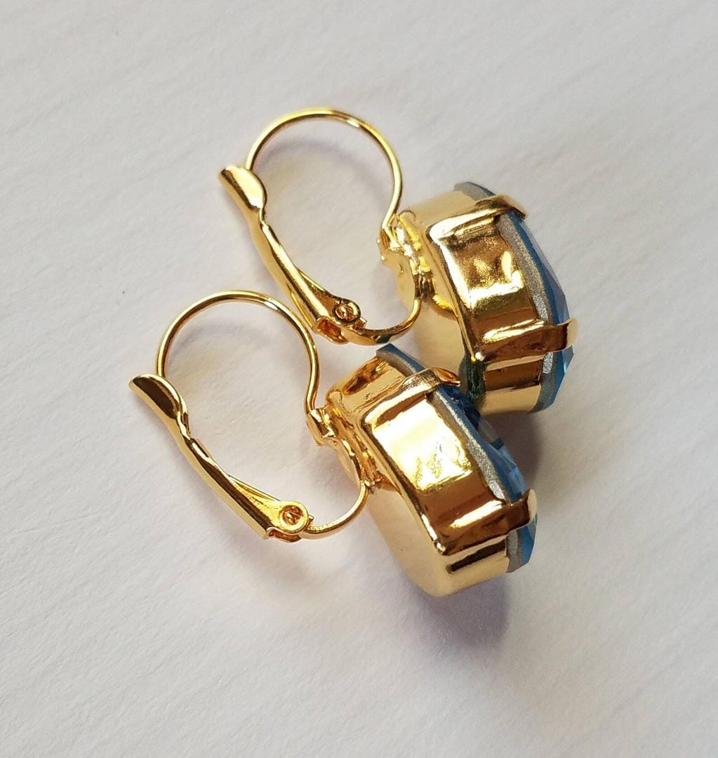 Pendientes vintage de cristal azul – imagen 3