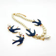 Set de charms clásicos de golondrina con perlas