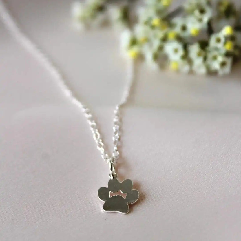 Collar elegante de plata con huella