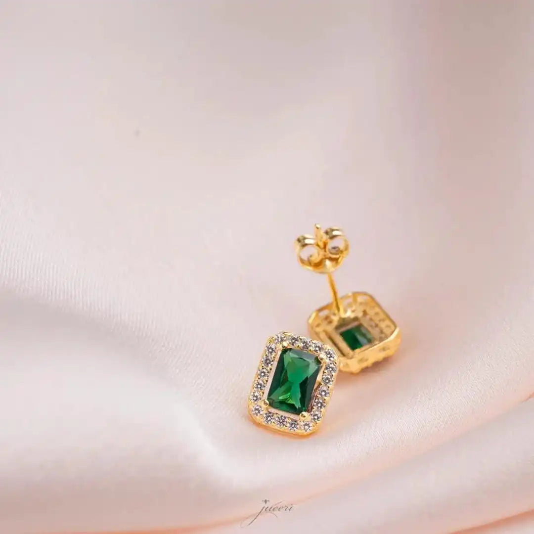 Pendientes colgantes con gemas de esmeralda – imagen 2