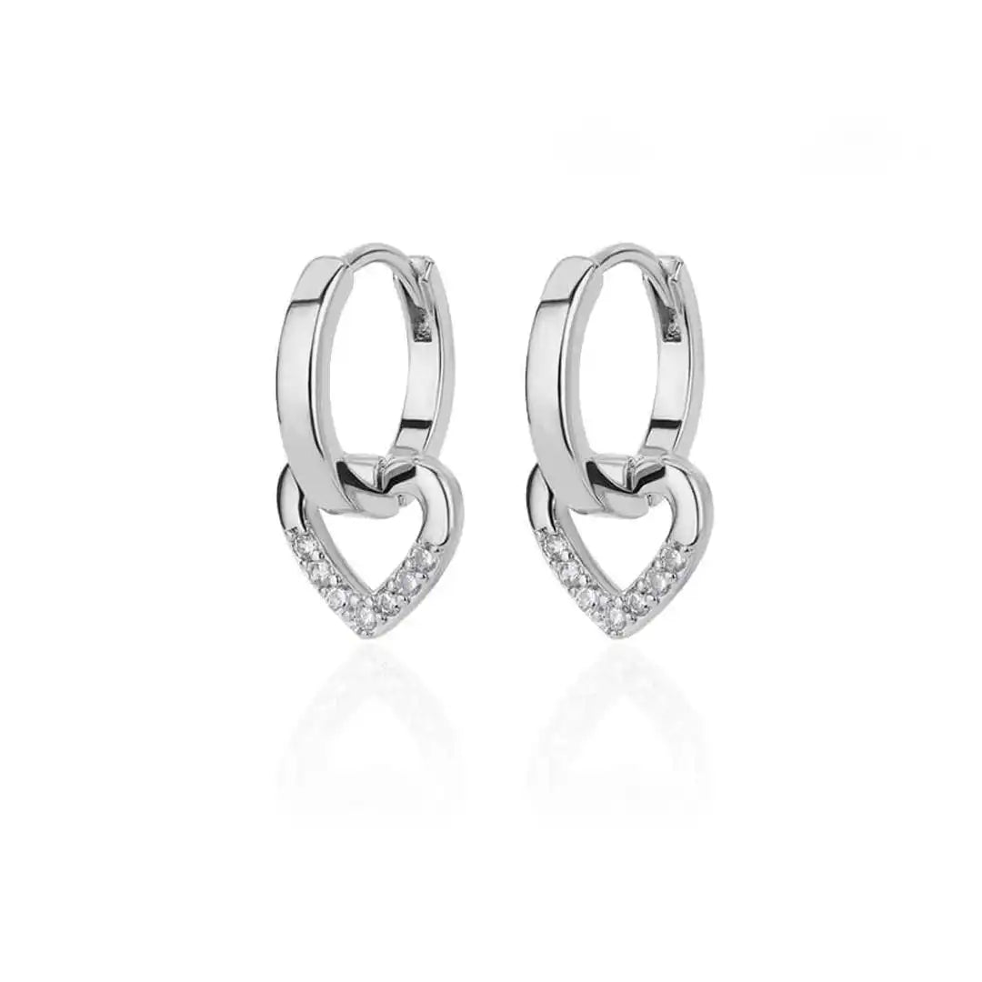 Pendientes de corazón calado con circonita – imagen 3