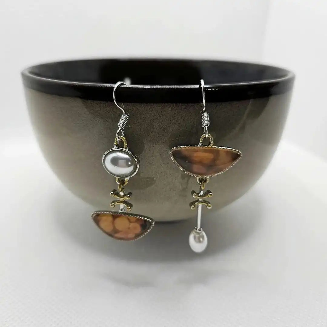 Pendientes de piedra natural naranja – imagen 2