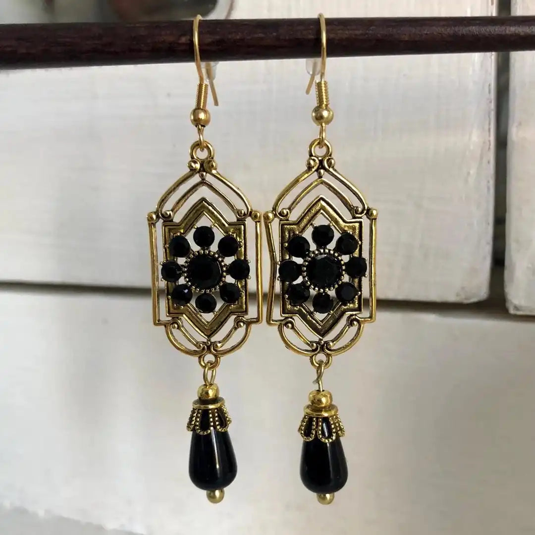 Pendientes de gota de cristal negro – imagen 2