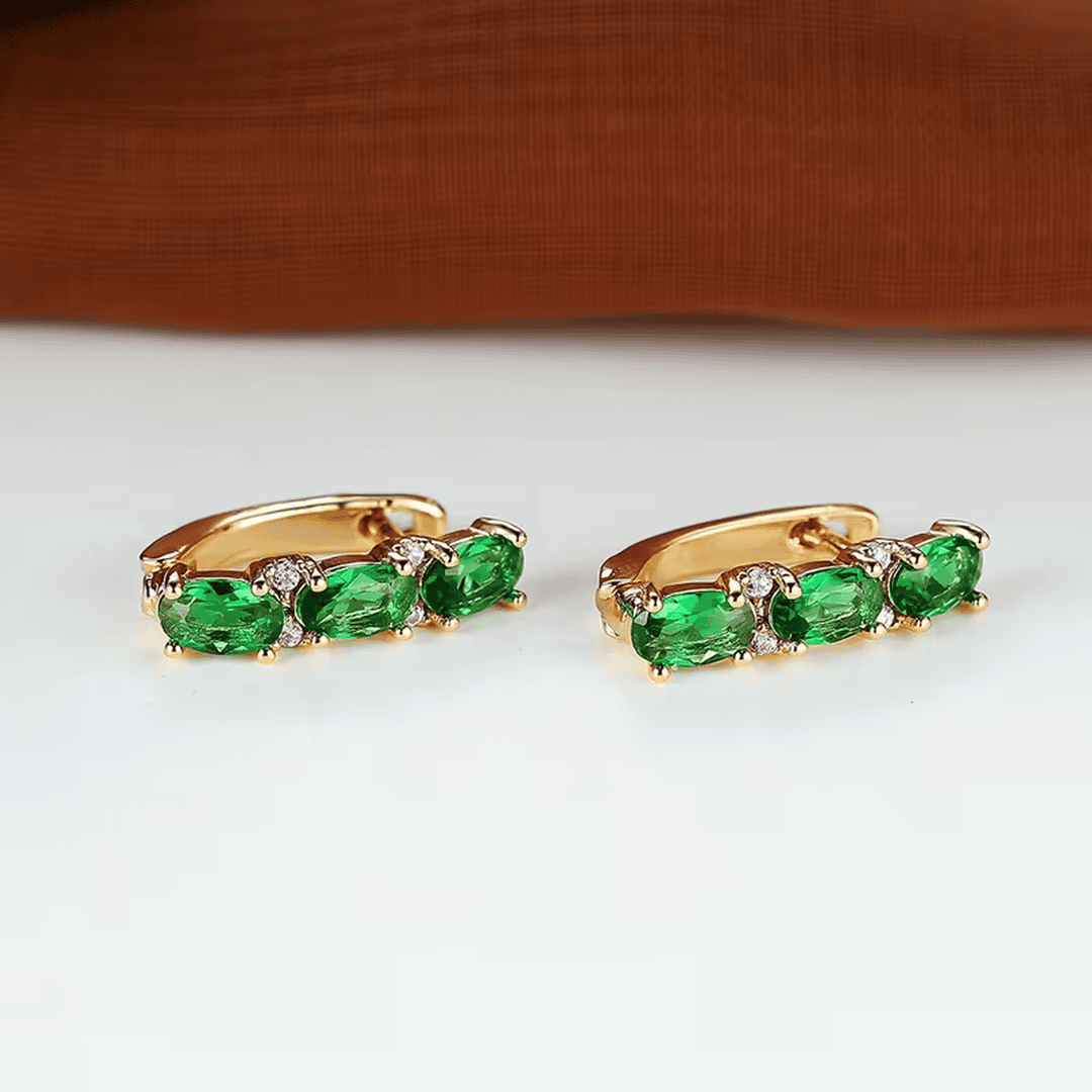 Pendientes trío esmeralda Verdant