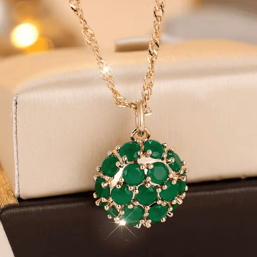 Collar Flor Celeste de esmeralda