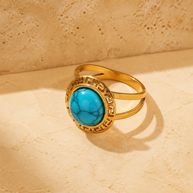 Anillos retro geométricos de turquesa