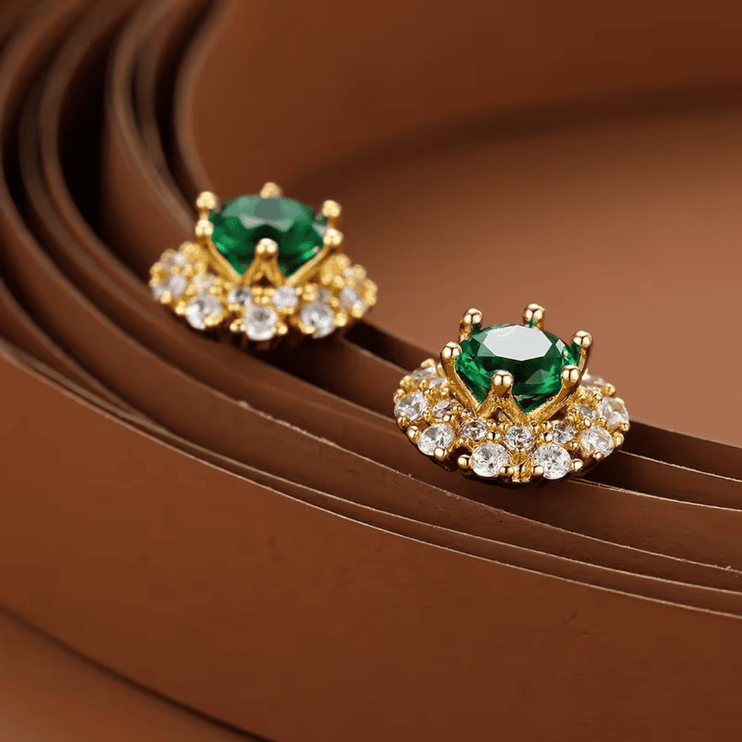 Pendientes halo de esmeralda real – imagen 2