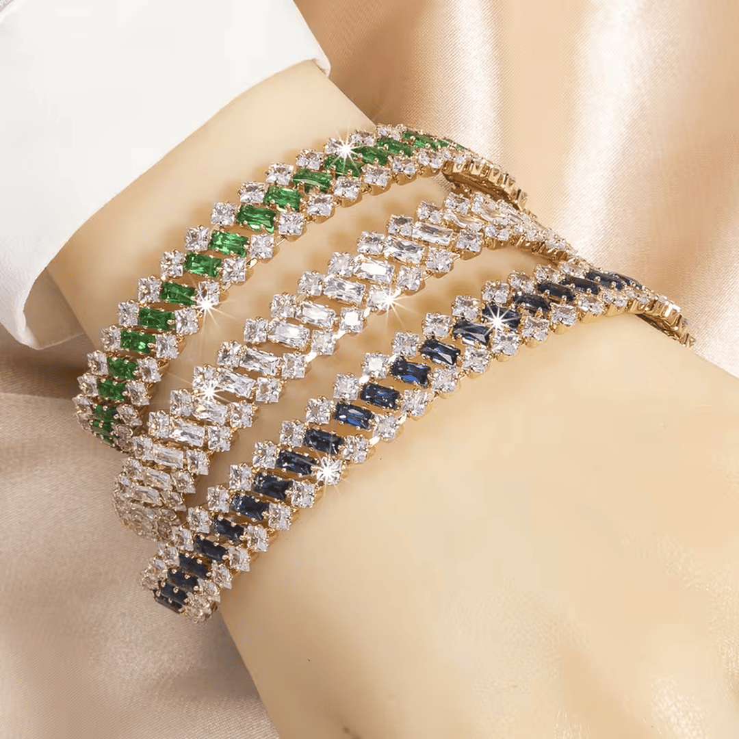 Pulsera tenis de corona con esmeralda – imagen 6
