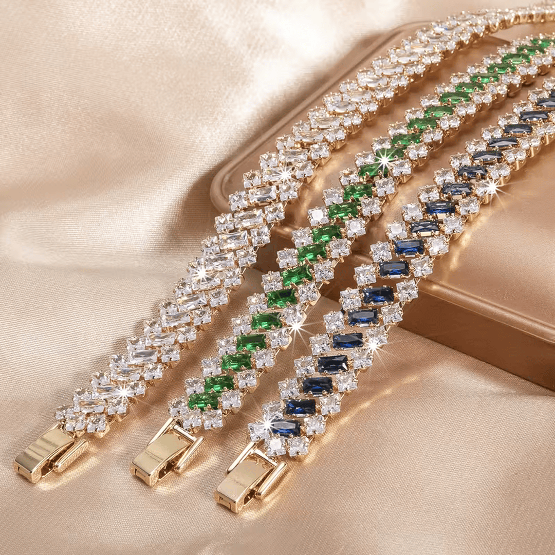 Pulsera tenis de corona con esmeralda – imagen 5