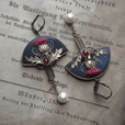 Pendientes retro con cristal rojo y perlas