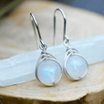 Pendientes de gota de piedra lunar plateada