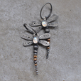 Pendientes largos vintage de libélula con piedra de luna