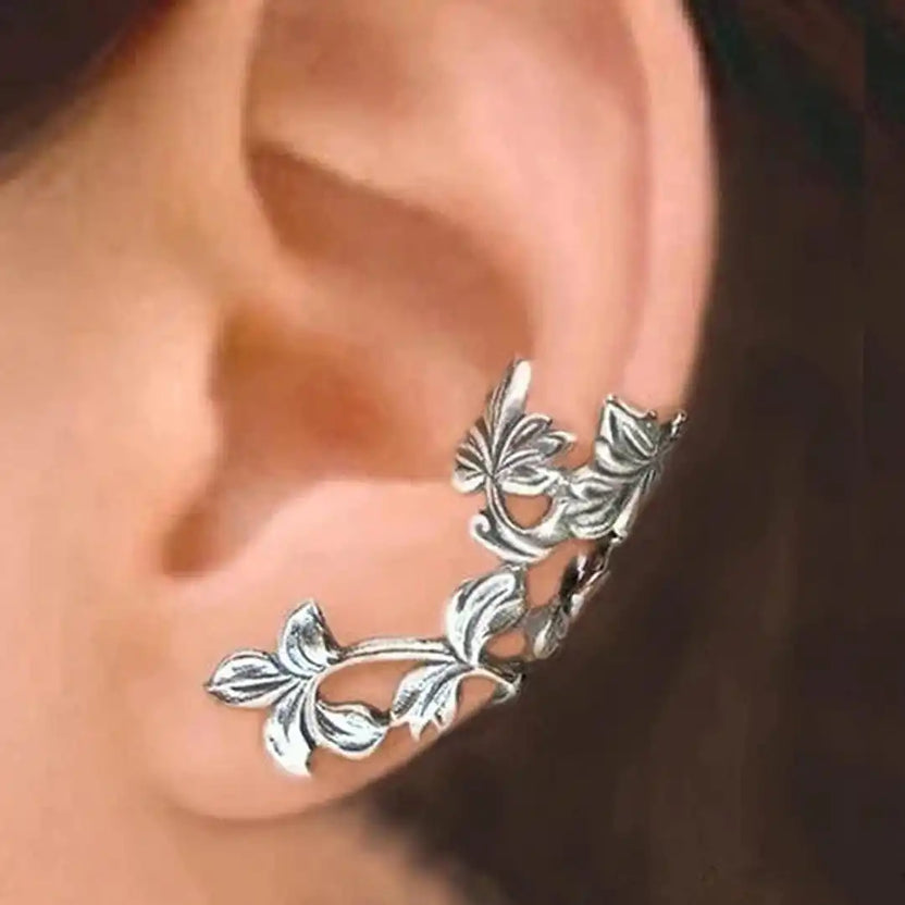 Pendientes vintage de hoja plateada