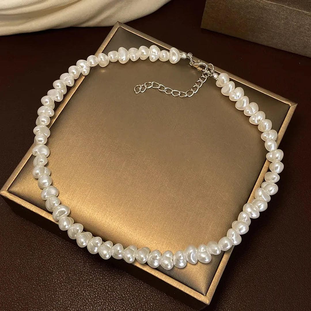 Exquisito collar de perlas de oro blanco