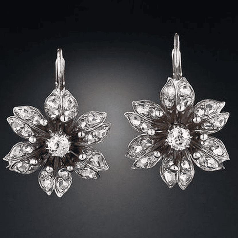 Pendientes vintage de flor de cristal