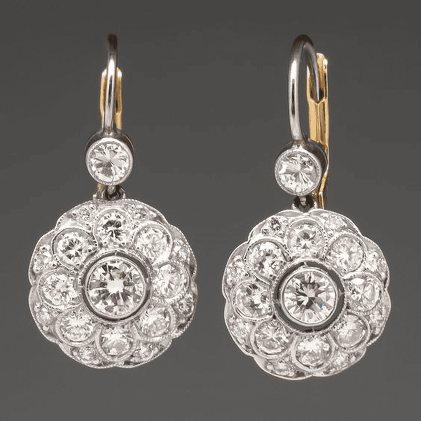 Pendientes vintage de cristal redondo con mandala