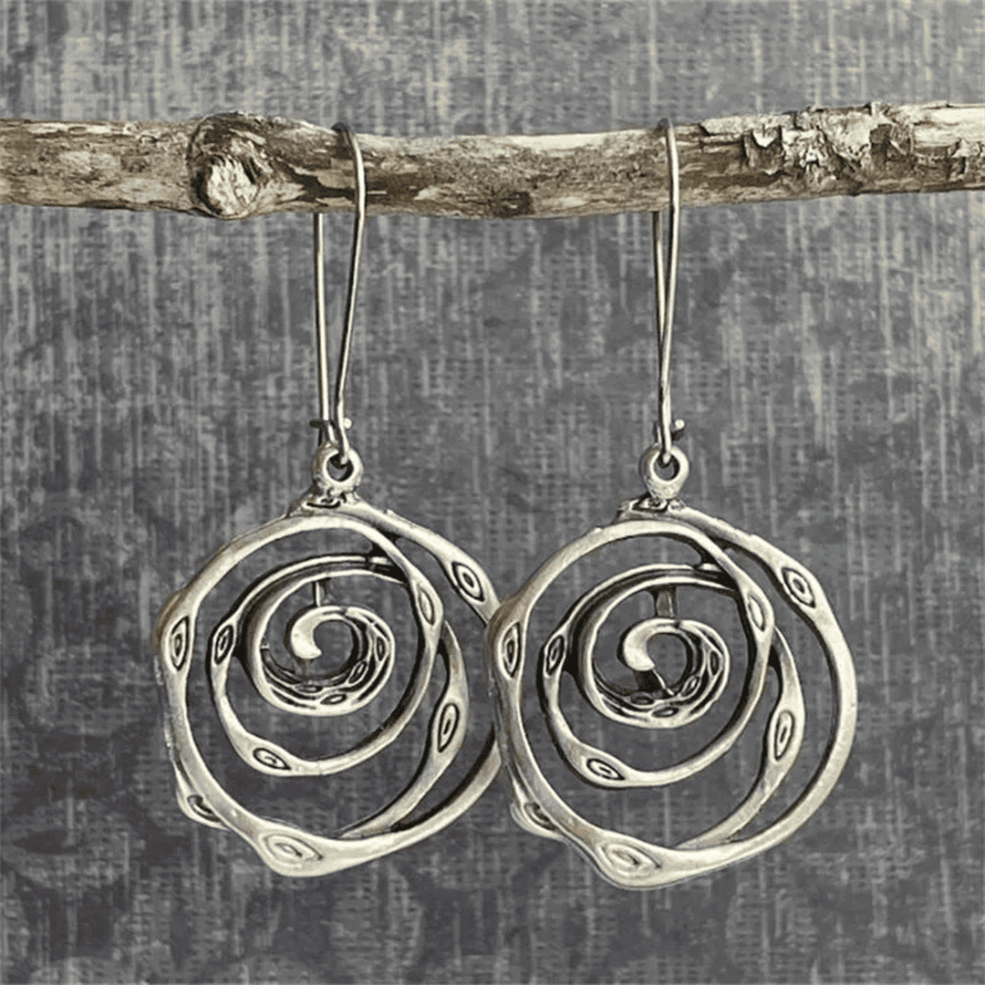 Pendientes vintage de laberinto en plata