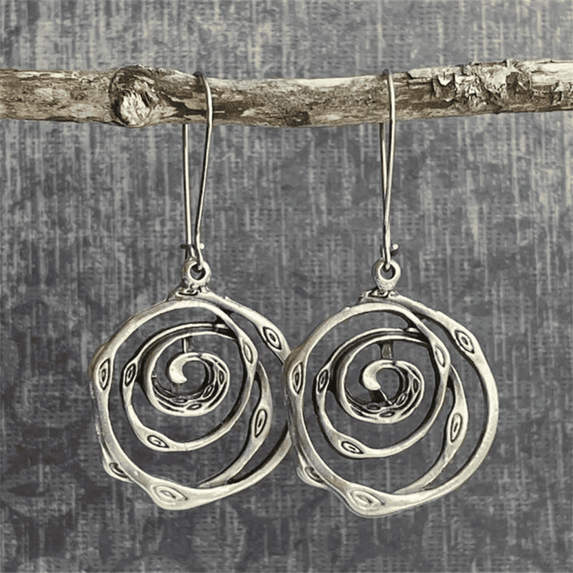 Pendientes vintage de laberinto en plata