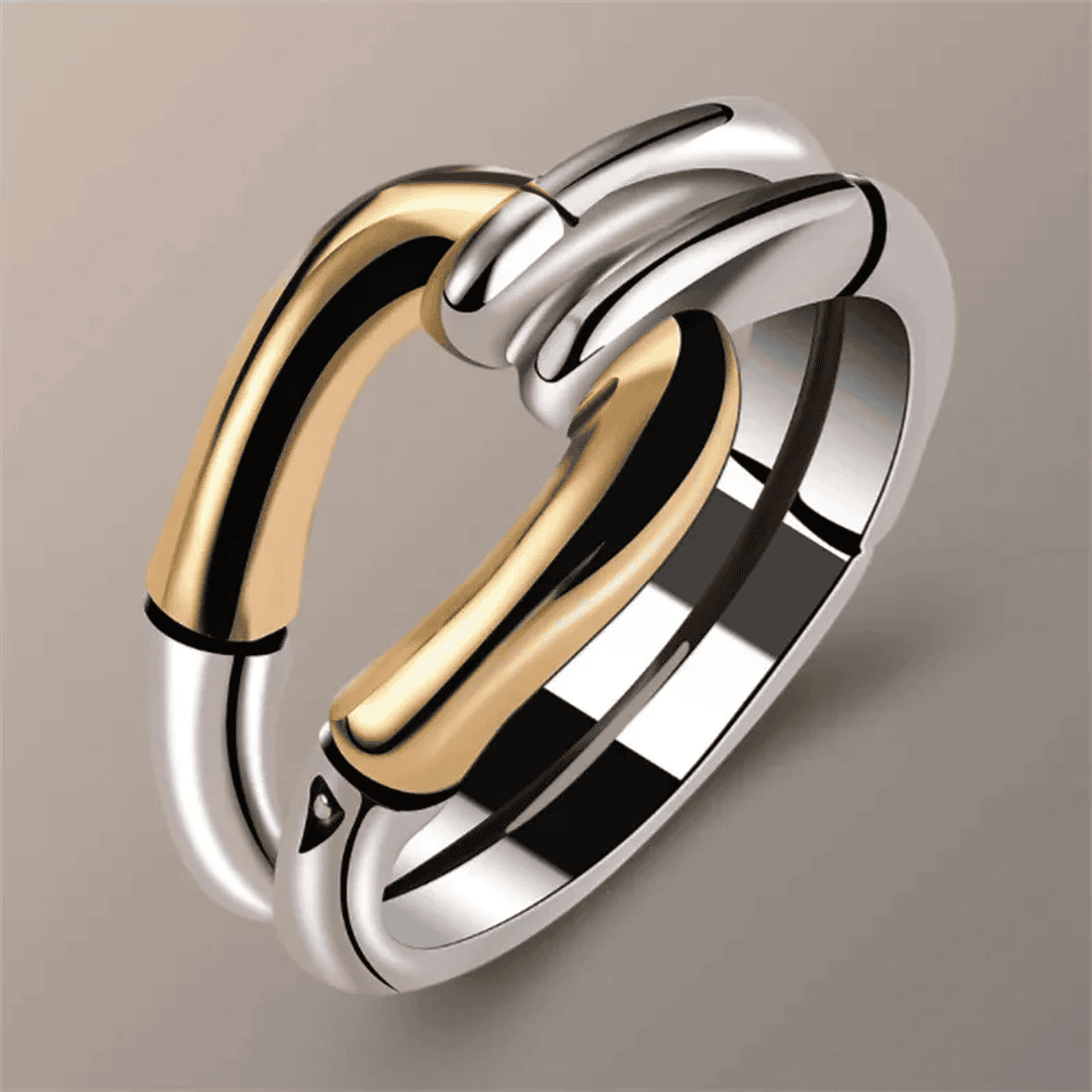 Anillo vintage de nudo en oro y plata