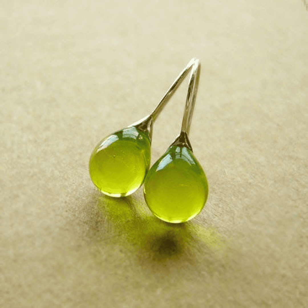 Pendientes vintage de cristal con gota de aceituna