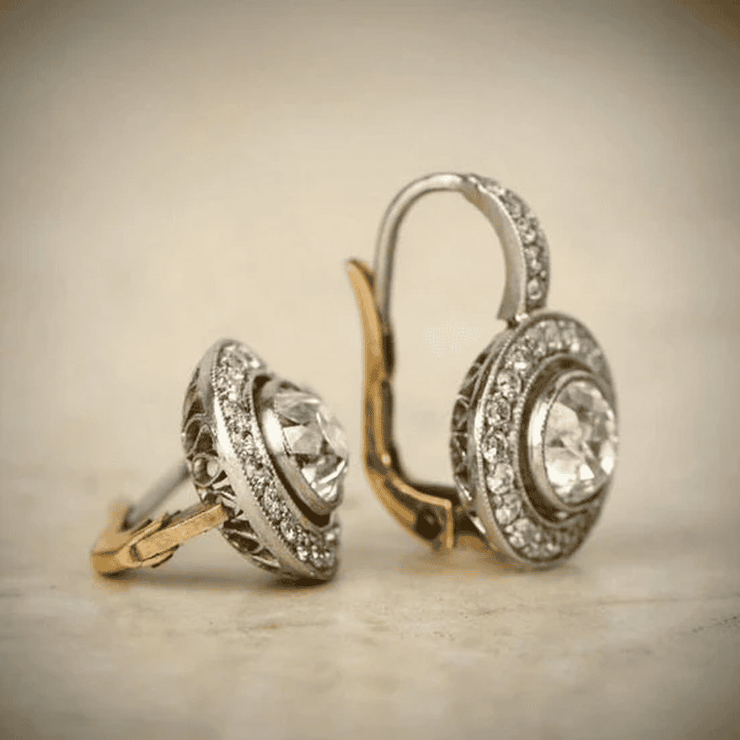 Pendientes vintage de cristal en dorado y plata – imagen 2