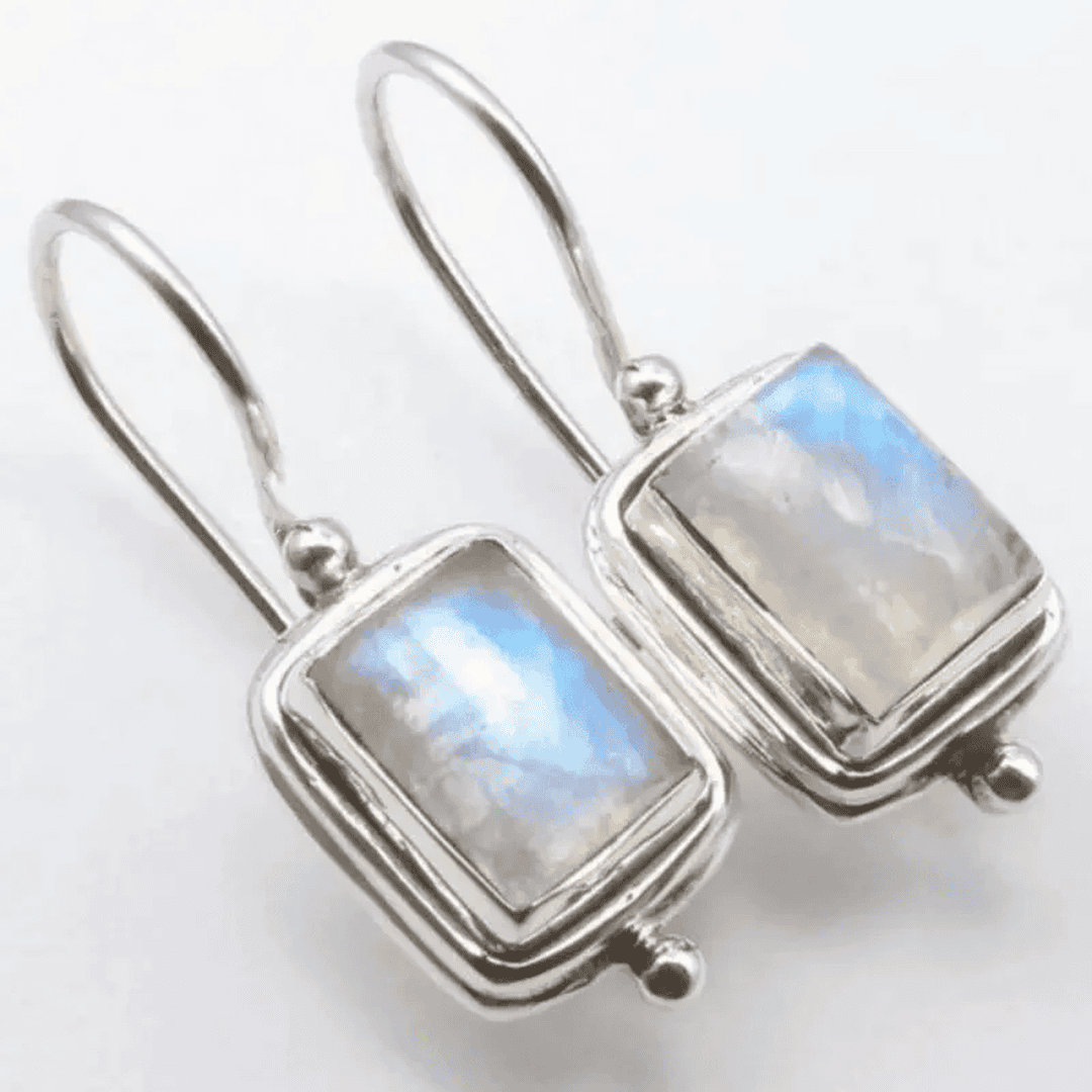 Pendientes cuadrados de piedra luna brillante – imagen 3