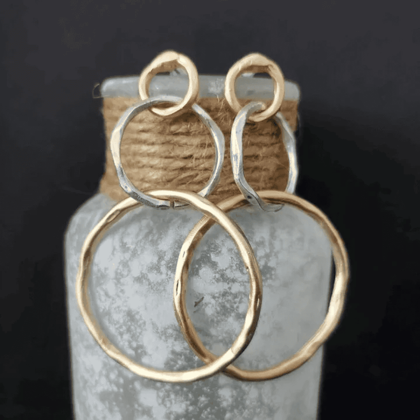 Pendientes de aro vintage en oro y plata