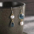 Pendientes vintage de piedra azul y perla