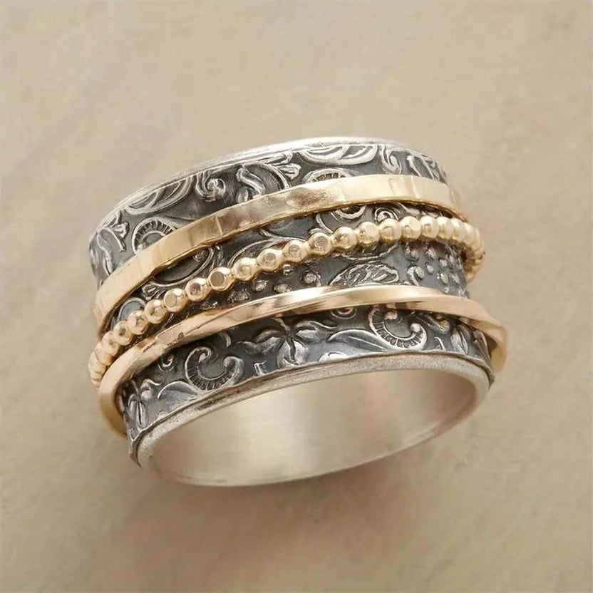Anillo antiguo vintage en oro y plata