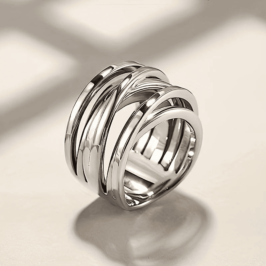 Anillo vintage de plata en capas