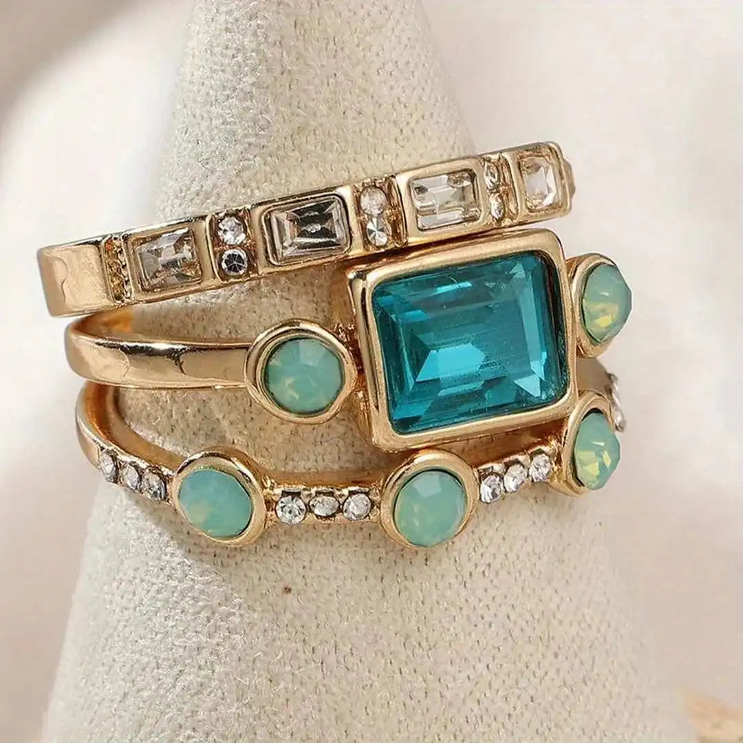 Conjunto de anillos Azul atemporal — Carmen, Lucía & Rocío