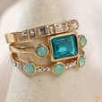 Set de anillos vintage de cristal azul – imagen 2