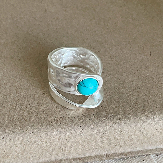Anillo vintage de plata con piedra turquesa