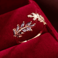 Anillo elegante verde de hoja de laurel – imagen 2