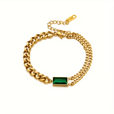 Pulsera de cadena con barra esmeralda – imagen 2