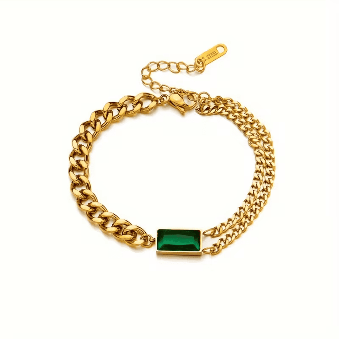 Pulsera de cadena con barra esmeralda – imagen 2