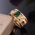 Anillo elegante de mosaico con esmeraldas – imagen 2