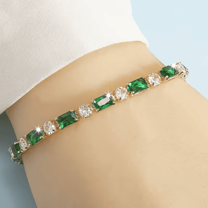 Pulsera de cristal esmeralda radiante