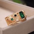 Anillo elegante de mosaico con esmeraldas – imagen 3