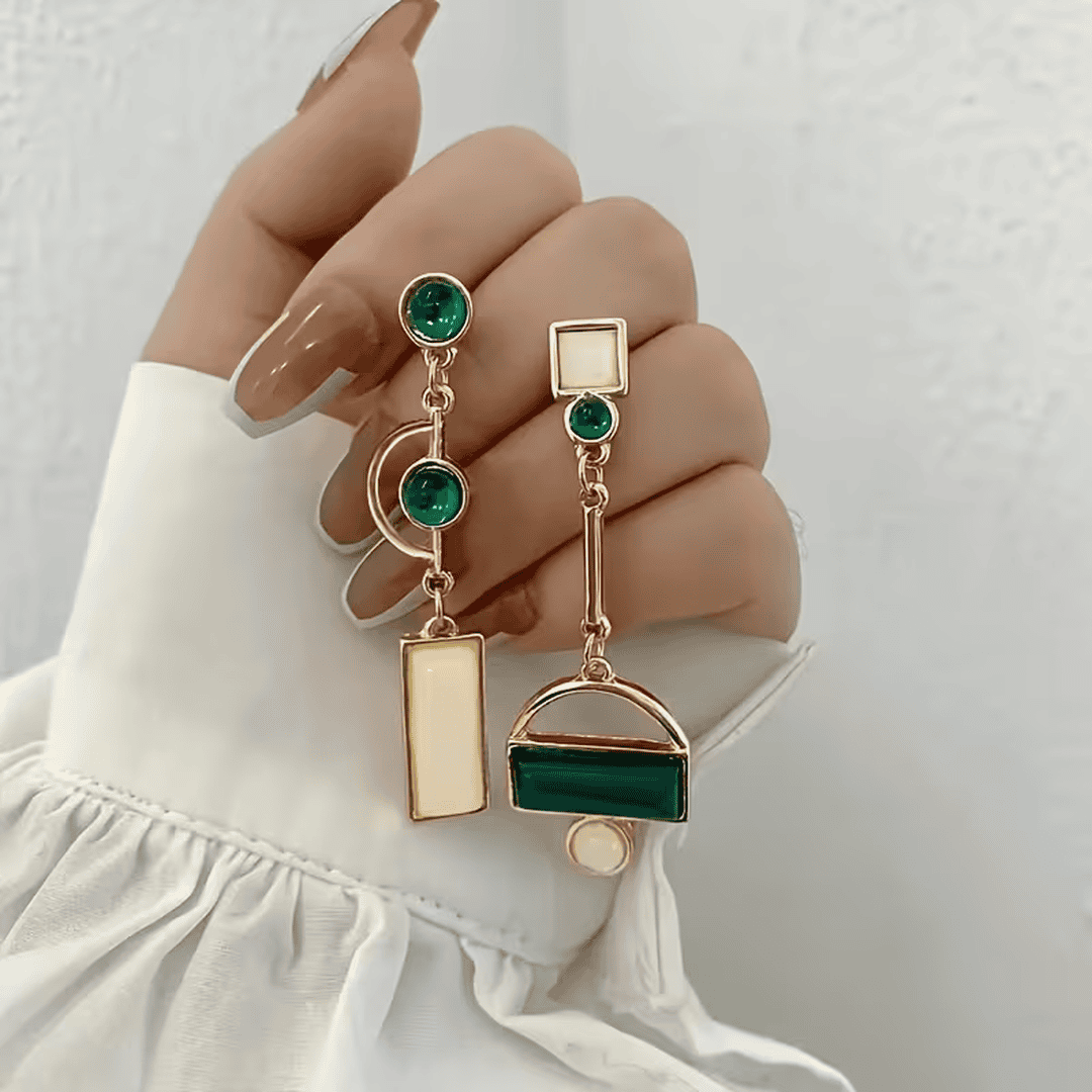 Pendientes llamativos de geometría esmeralda – imagen 2