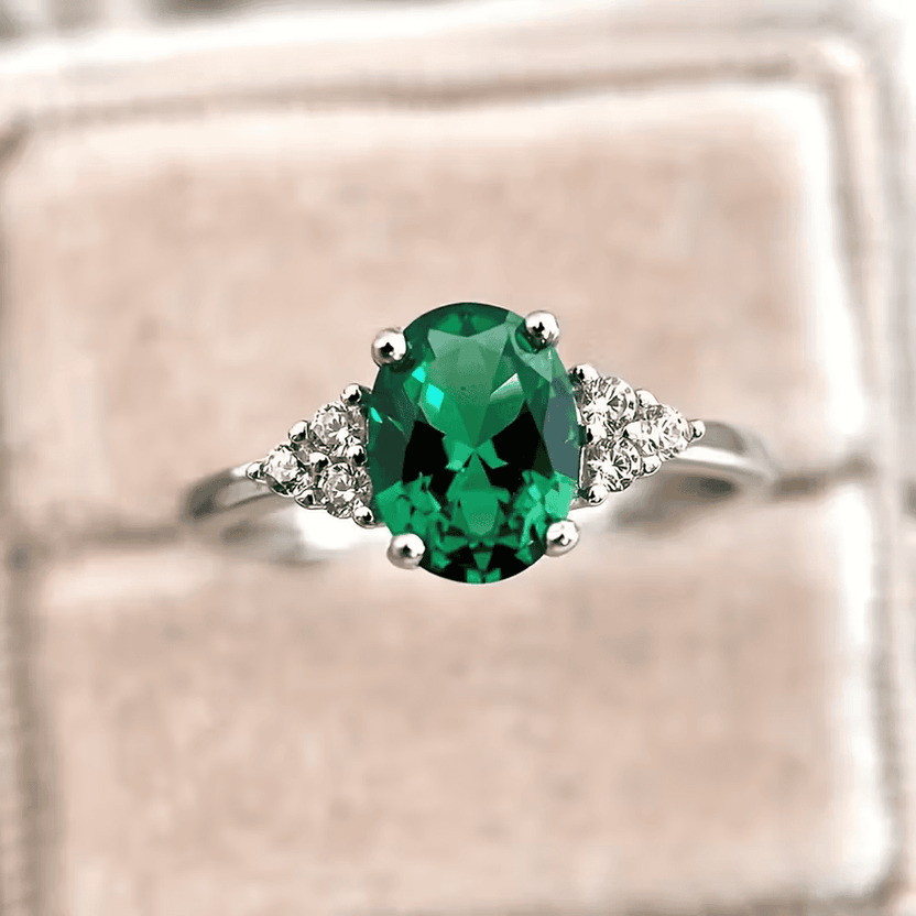 Anillo promesa de cristal esmeralda