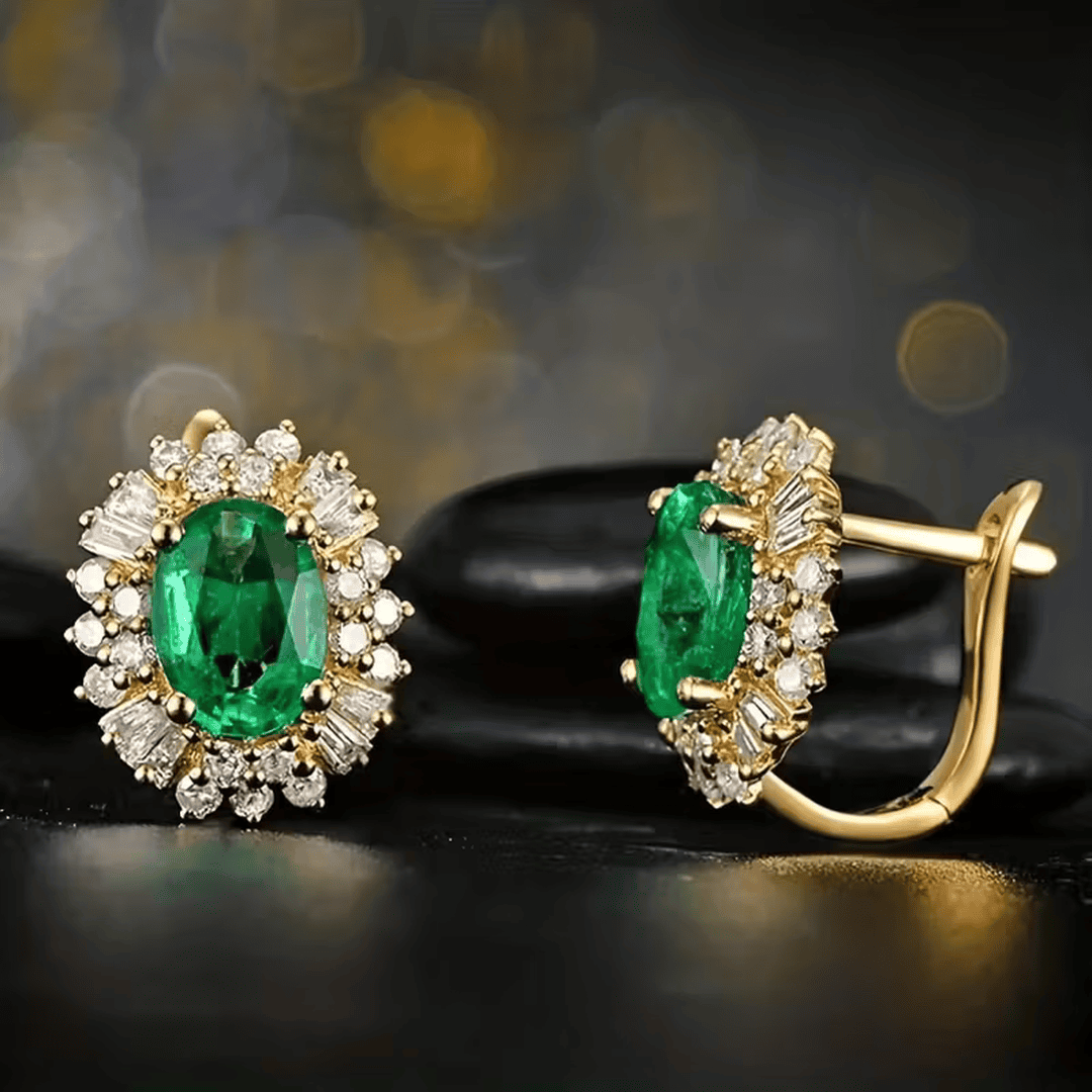 Pendientes elegantes Royale esmeralda – imagen 2