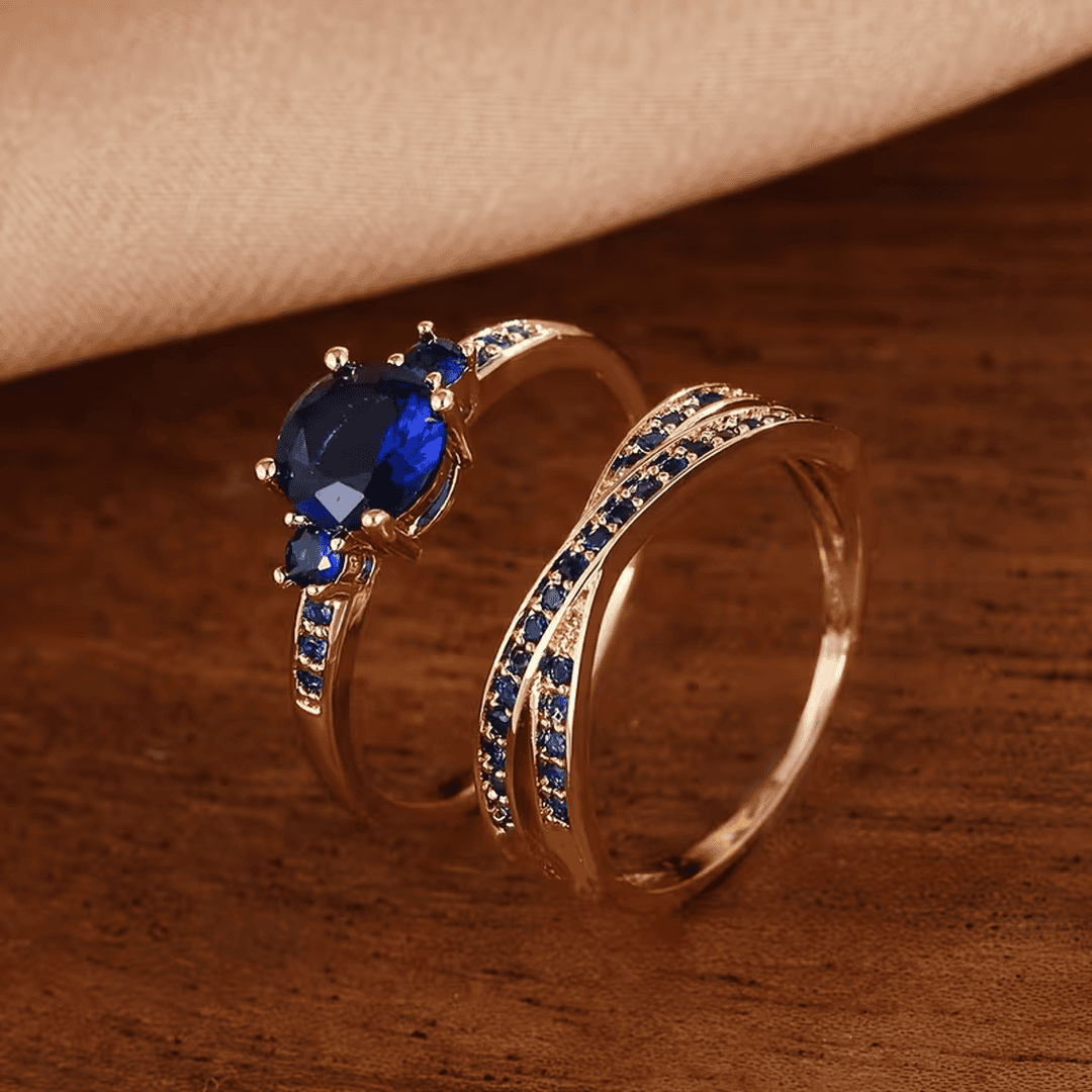 Set de dos anillos esmeralda